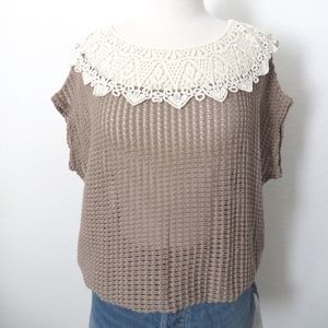 Brown Doily Scalloped Top